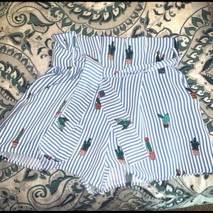 DO+BE Striped Cactus Paper-bag Shorts